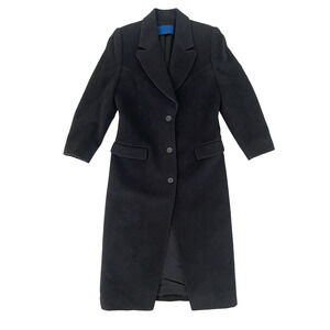 Vintage 90's Balmain Charcoal Gray Long Coat Jacket Designer Luxury